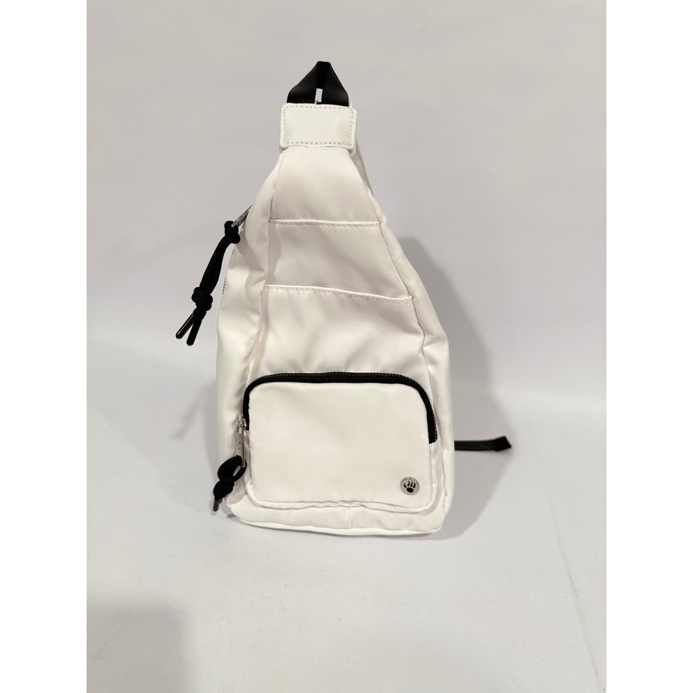 Bearpaw Womens White Black Teardrop Sling Backpack Crossbody Bag Travel Sport